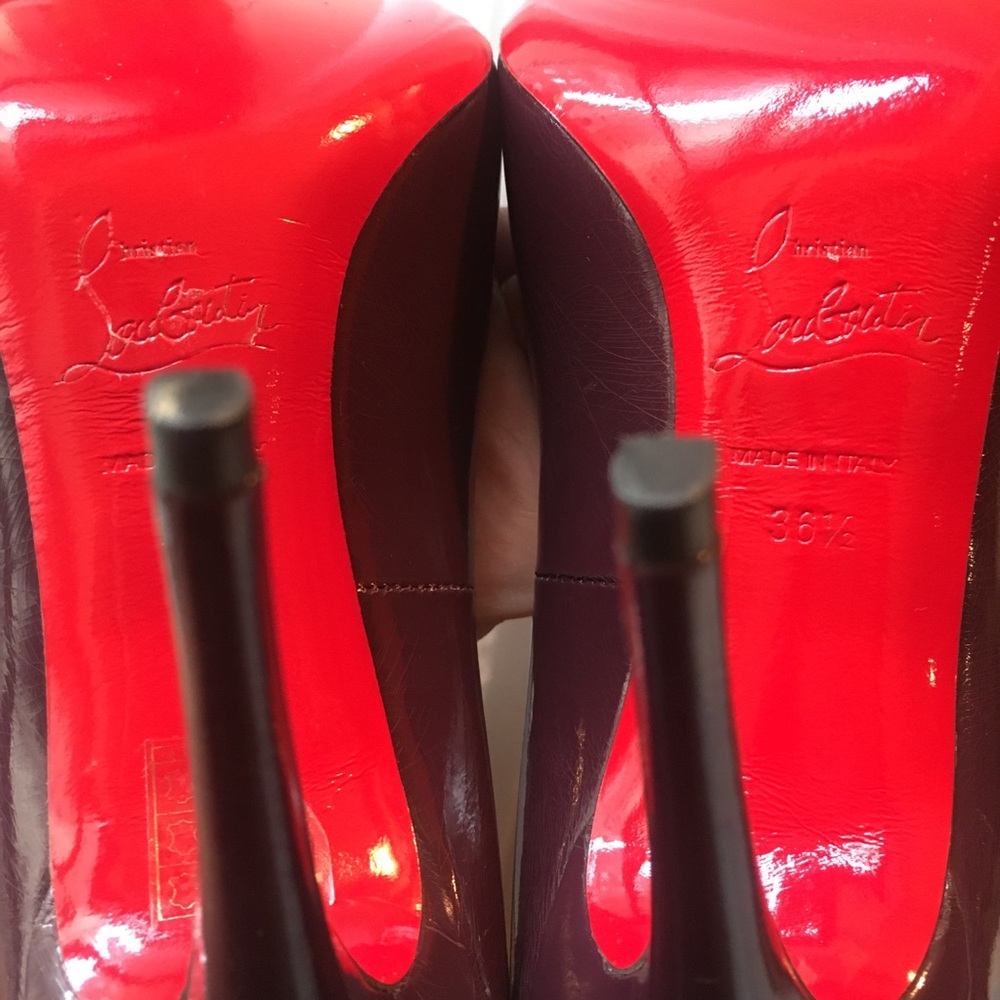 Christian Louboutin Burgundy Heels with Red Soles - Picture 6 of 11
